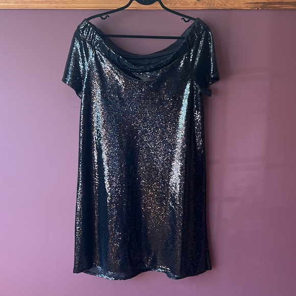 Little black sequin off shoulder dress; all lined. Great condition; worn once! - Picture 2 of 3